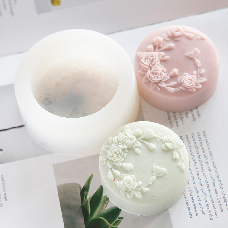 Soap Making Instructions - Forma redonda rosa flor artesanal sabão